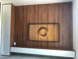 Meuble TV Noyer et blanc uni