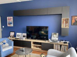 Meuble TV hi-fi (modules supendus en MDF médium noir huilé)