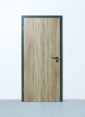 porte chêne sur chambranle et contre chambranle en anthracite